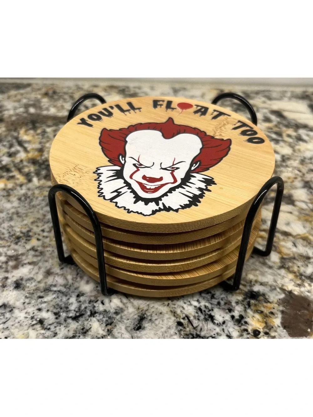 Horror Movie Character Bamboo Coasters - Set of 6 (Natural Wood)